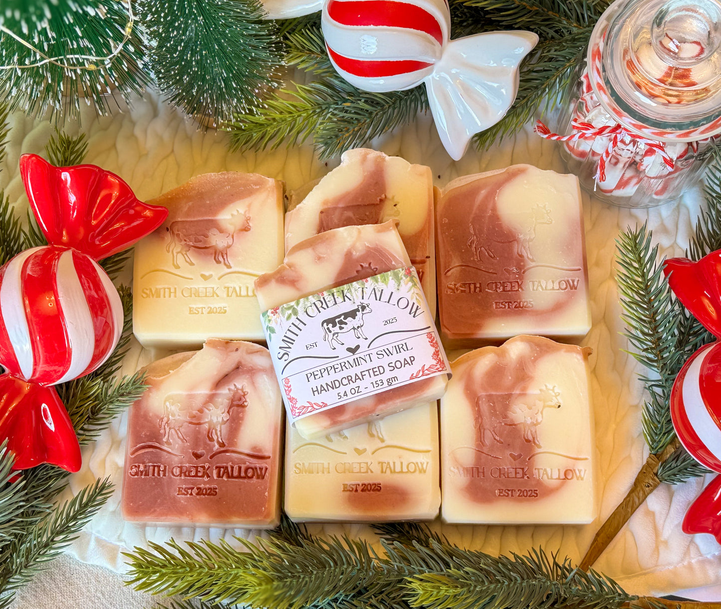 PEPPERMINT SWIRL Handcrafted Soap